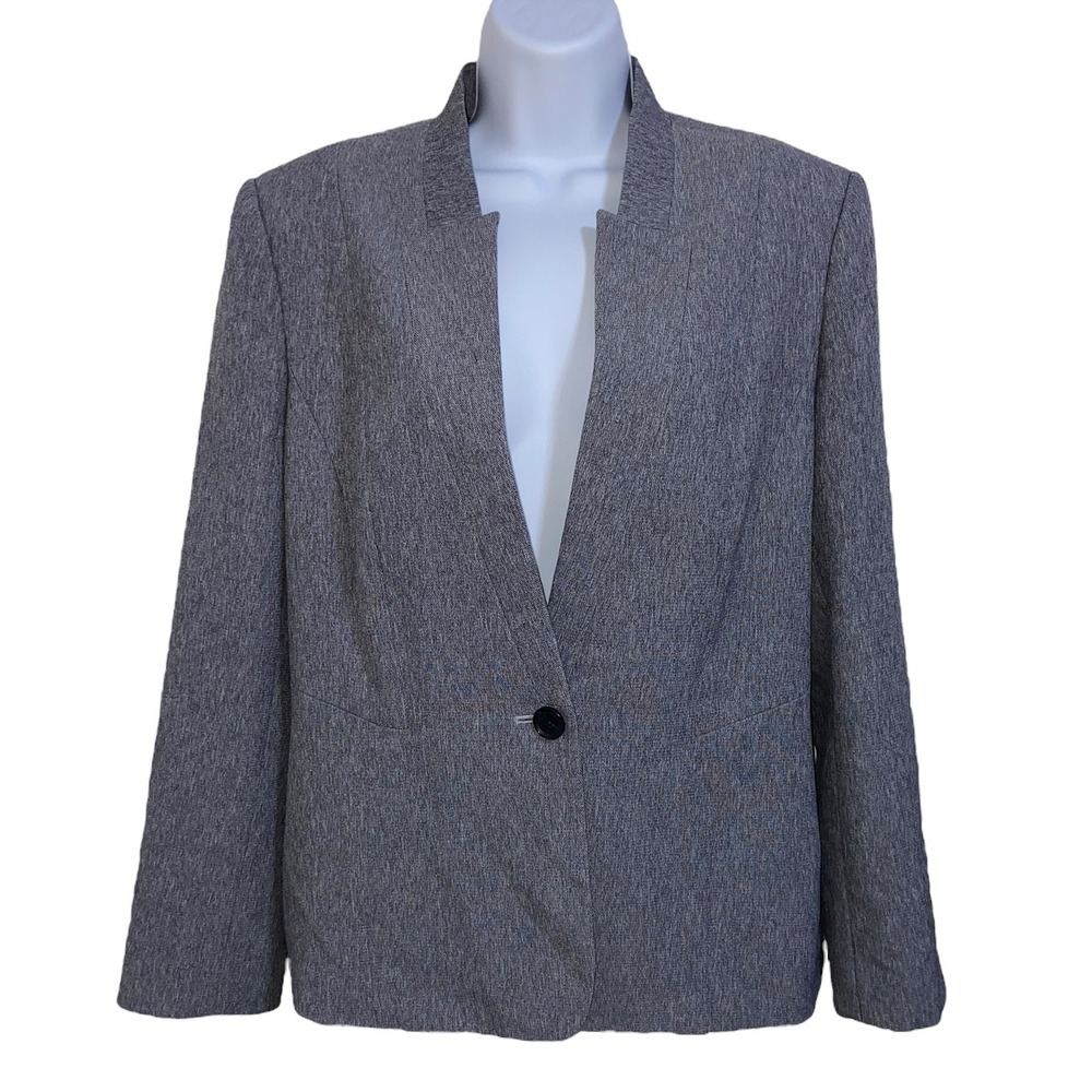 Alex Marie Blazer Jacket Career Business Gray‎ Single Button Women's Size 12